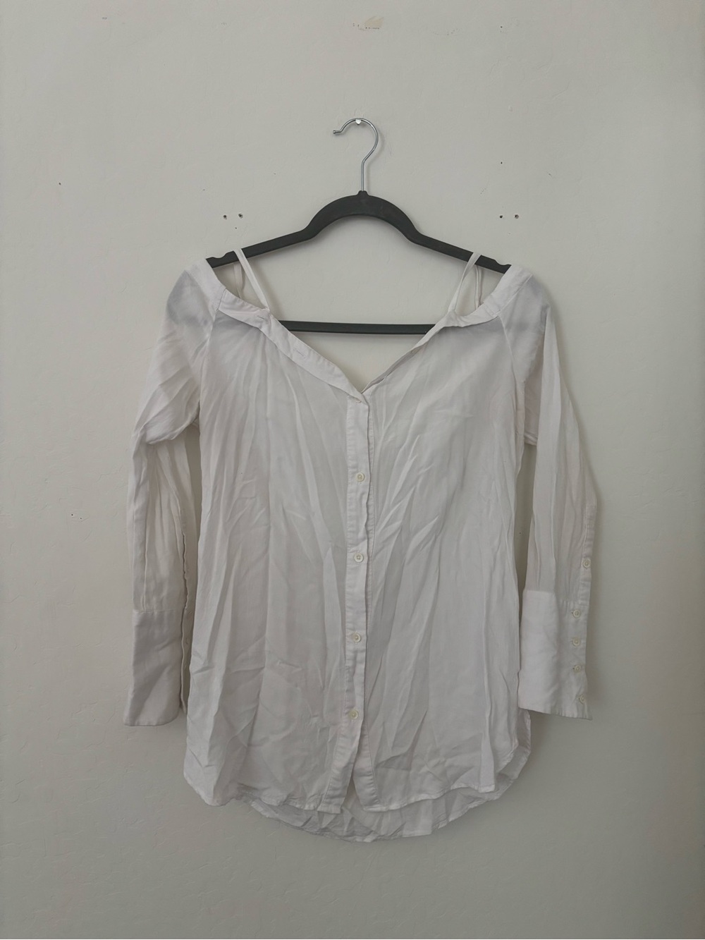 Urban Outfitters White Cold Shoulder Button Front Blouse Small Boho